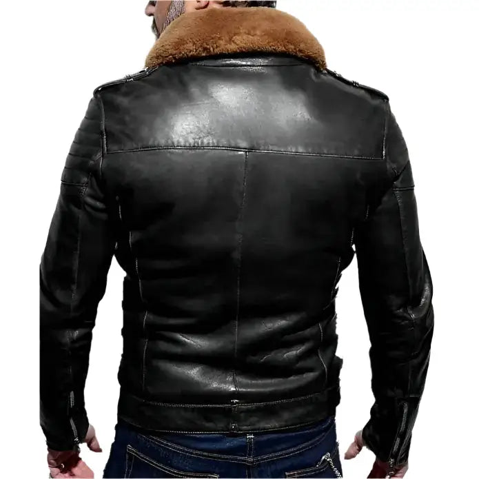 Black Leather Aviator Jacket - Riders Republic UK