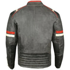 Mens Vintage Cafe Racer Black Leather Biker Jacket - Riders Republic UK
