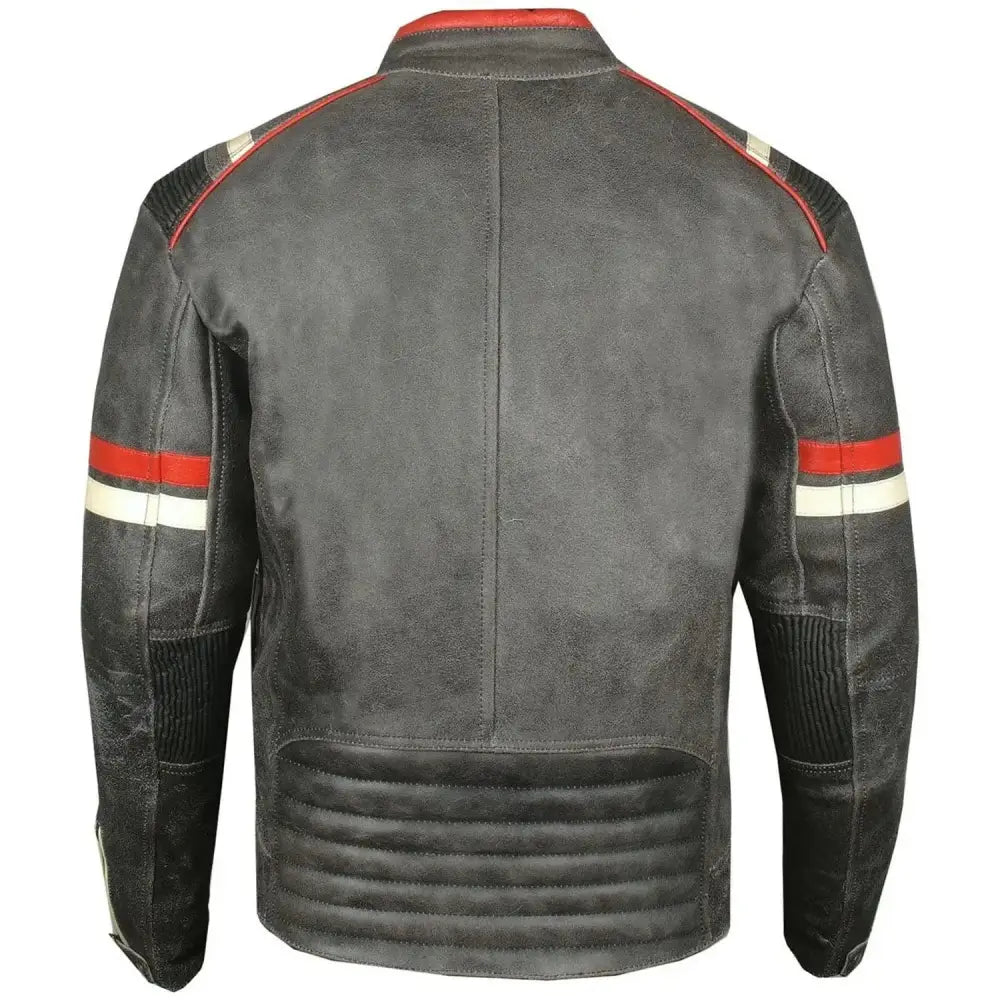 Mens Vintage Cafe Racer Black Leather Biker Jacket - Riders Republic UK