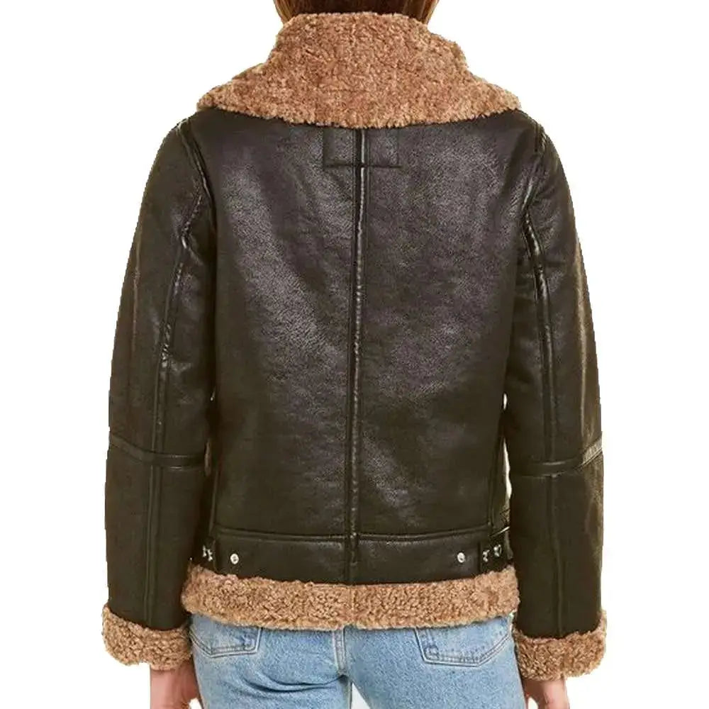 Womens Genuine Leather B3 Bomber Aviator Jacket - Riders Republic UK