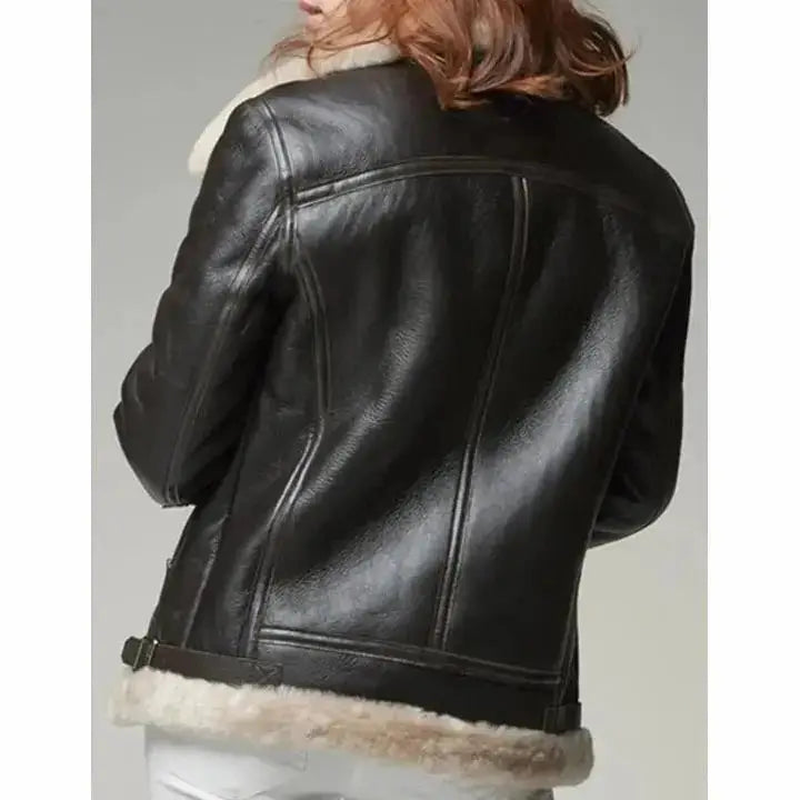Black Sheepskin Leather Aviator Jacket - Riders Republic UK