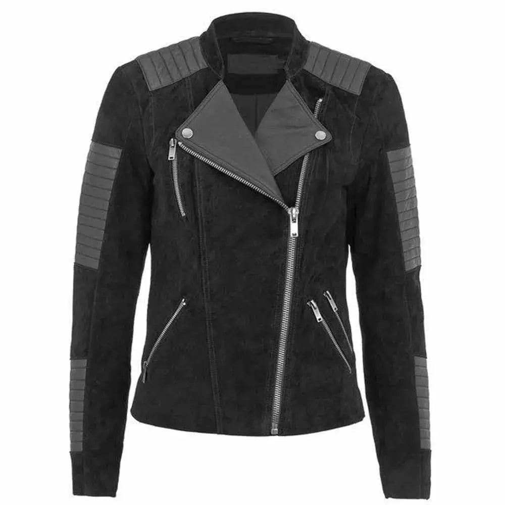 Womens Nubuck Leather Motorcycle Jacket - Riders Republic UK