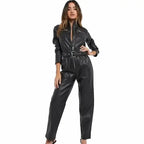 Women’s Black Sheepskin Leather Jumpsuit - Riders Republic UK
