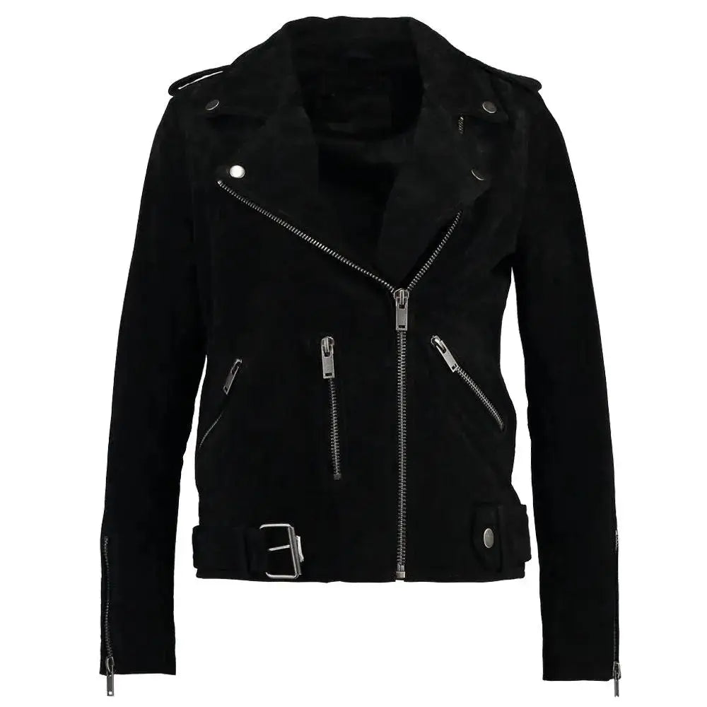 Womens Suede Biker Jacket - Riders Republic UK