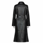 Womens Black Leather Trench Coat - Riders Republic UK