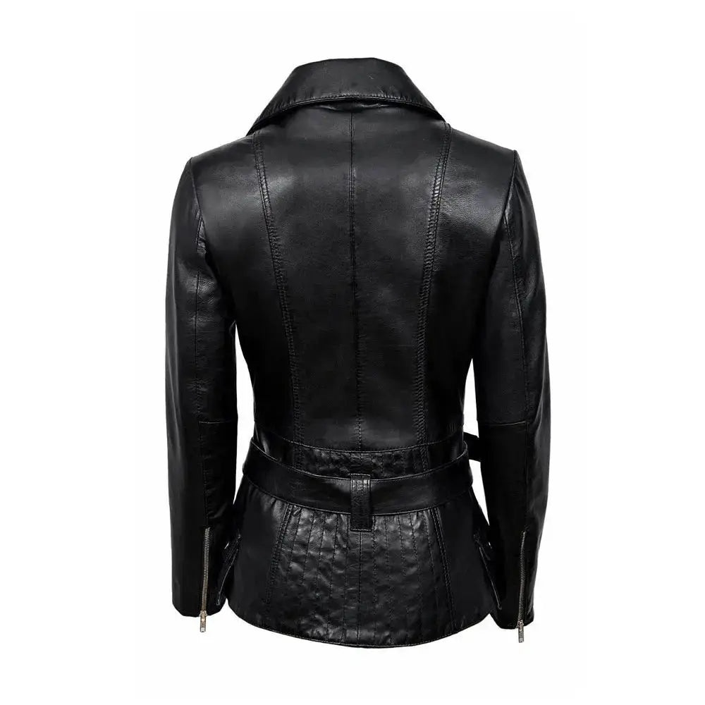 Womens Vintage Leather Biker Jacket - Riders Republic UK