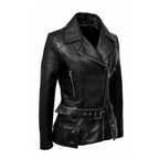 Womens Vintage Leather Biker Jacket - Riders Republic UK