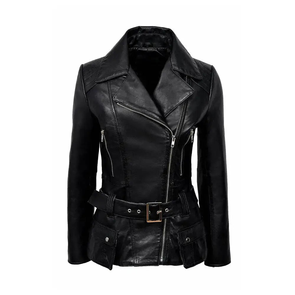 Womens Vintage Leather Biker Jacket - Riders Republic UK