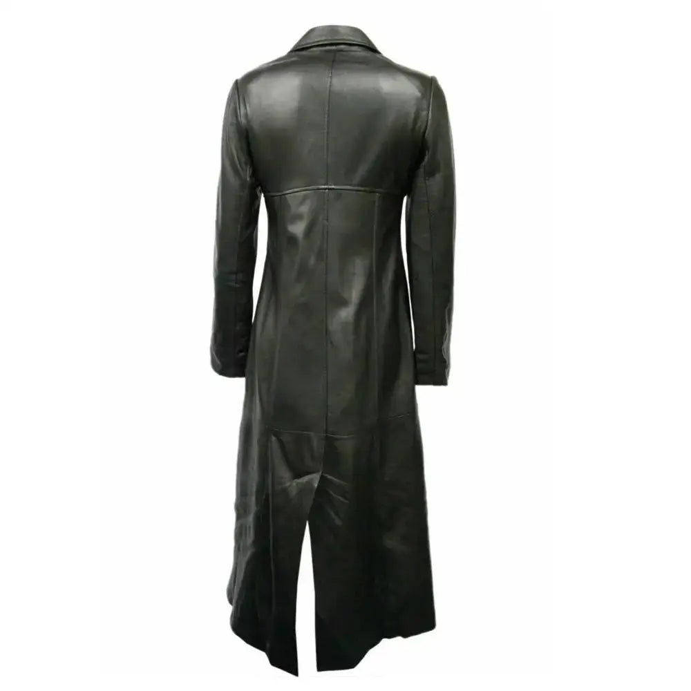 Womens Long Leather Trench Coat - Riders Republic UK