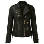 Womens Golden Zipper Biker Jacket - Riders Republic UK
