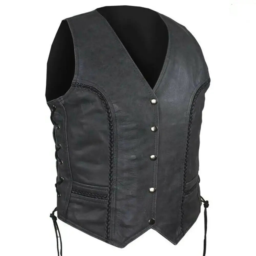 Womens Fashion Leather Vest - Riders Republic UK
