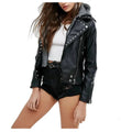 Womens Pin Leather Biker Jacket - Riders Republic UK