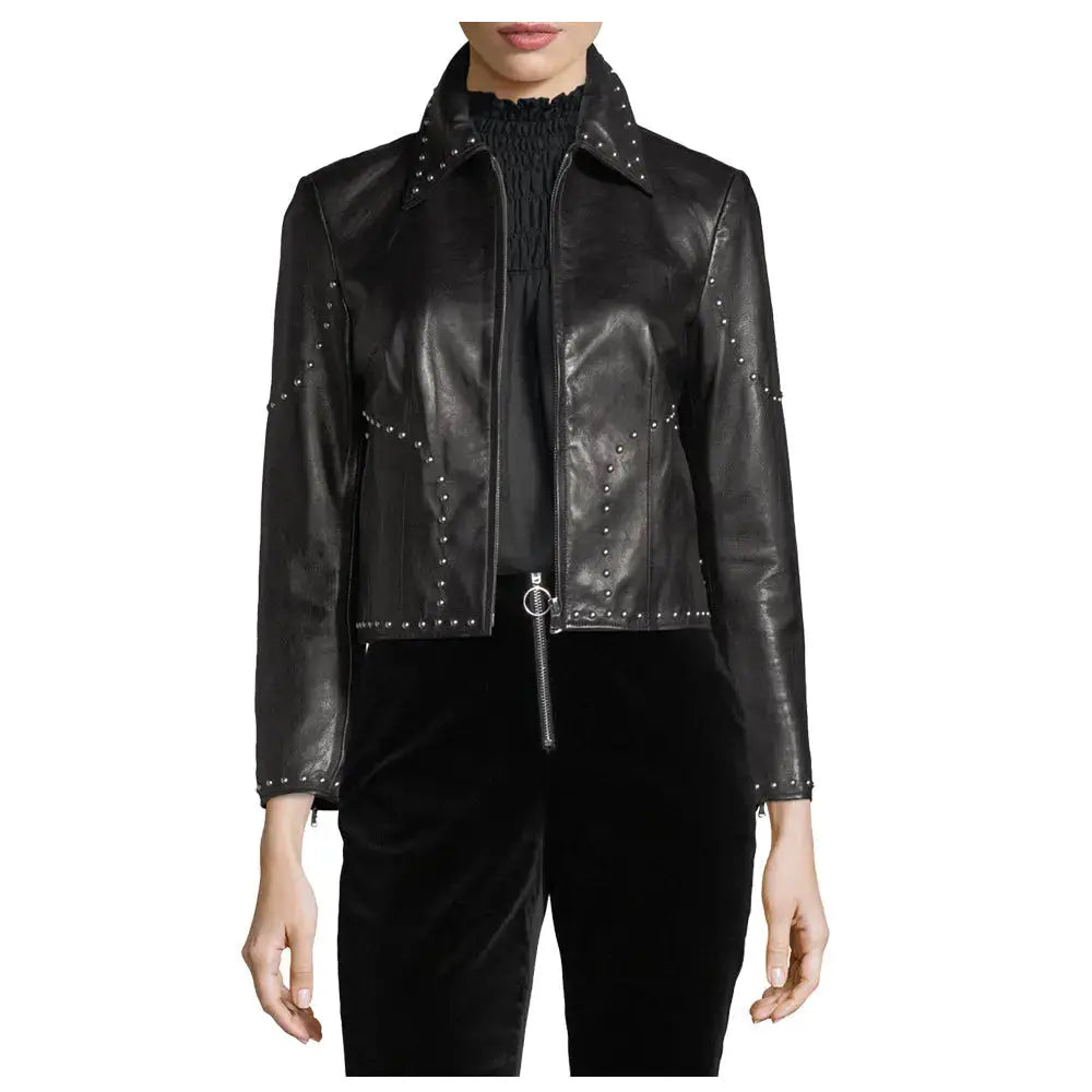 Womens Army Leather Biker Jacket - Riders Republic UK