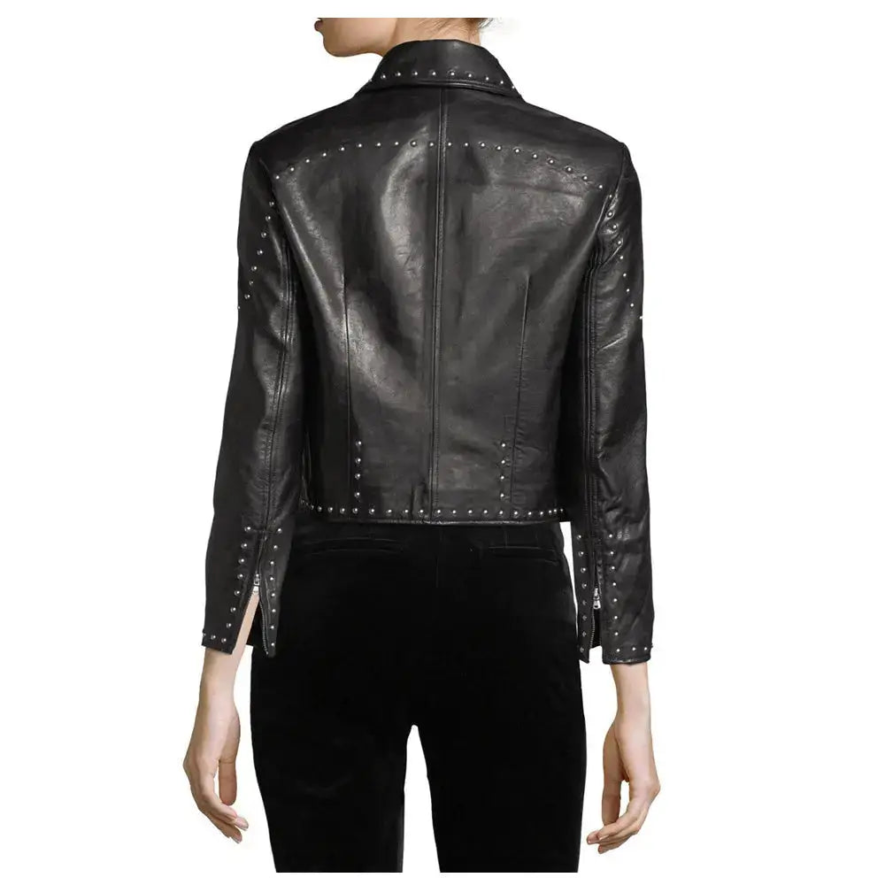 Womens Army Leather Biker Jacket - Riders Republic UK