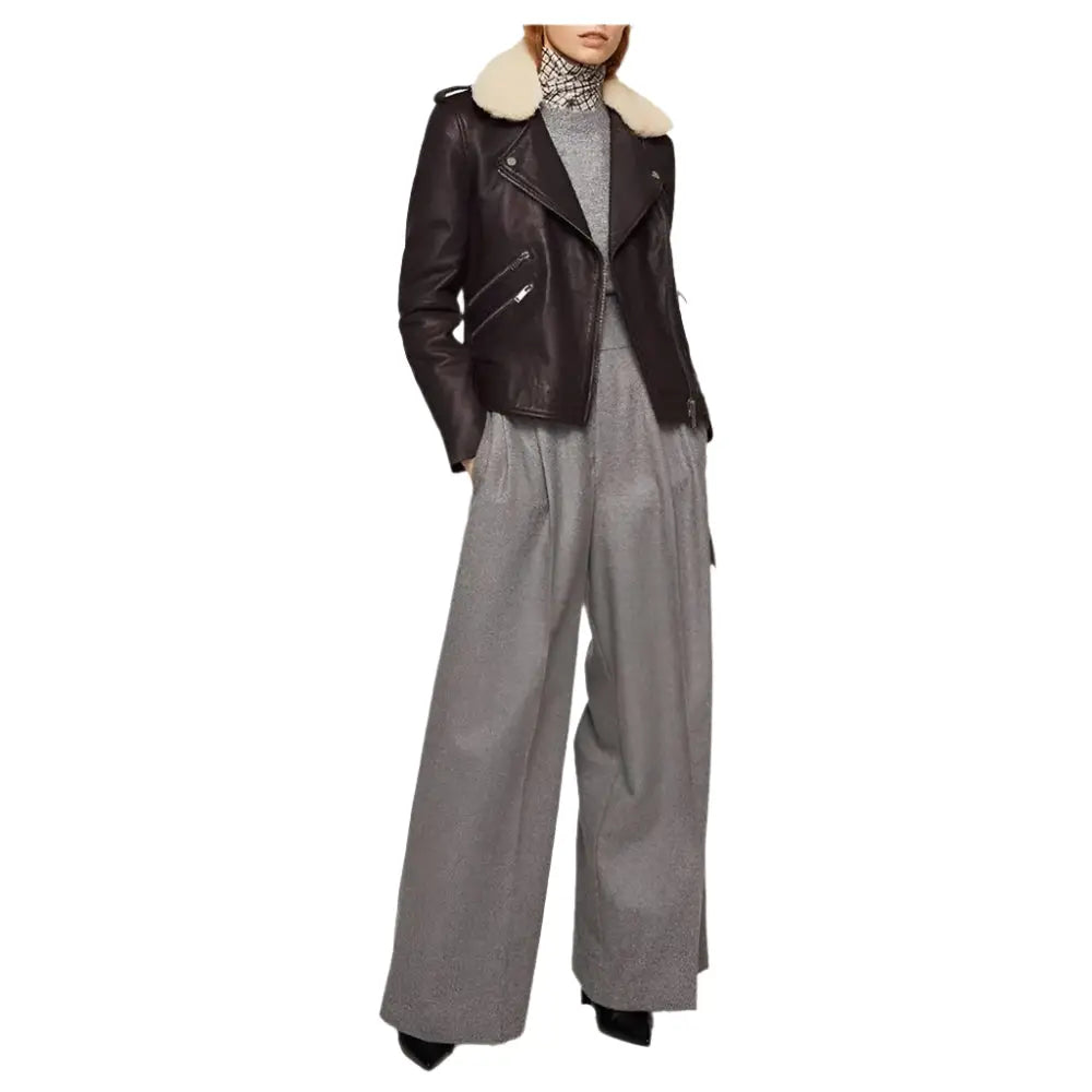 Women Purple Genuine Leather Biker Jacket - Riders Republic UK