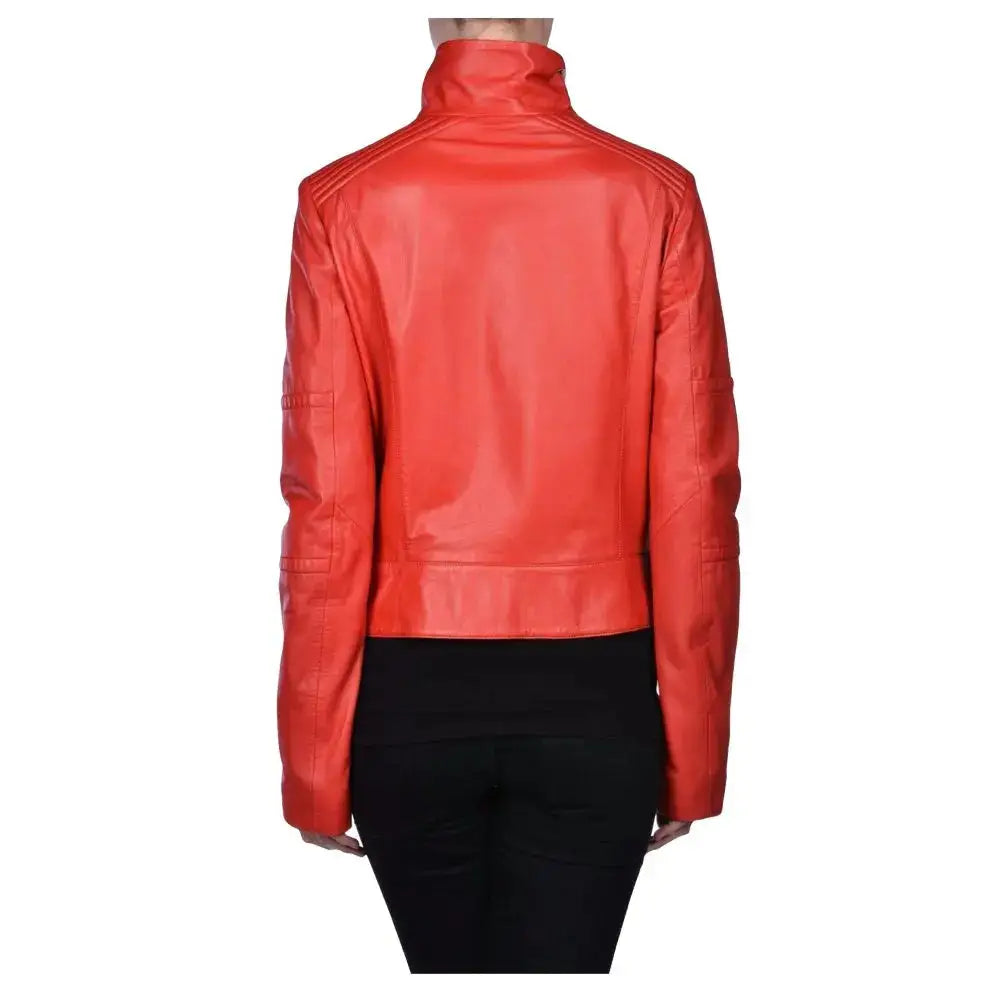 Women’s Red Leather Biker Jacket - Riders Republic UK