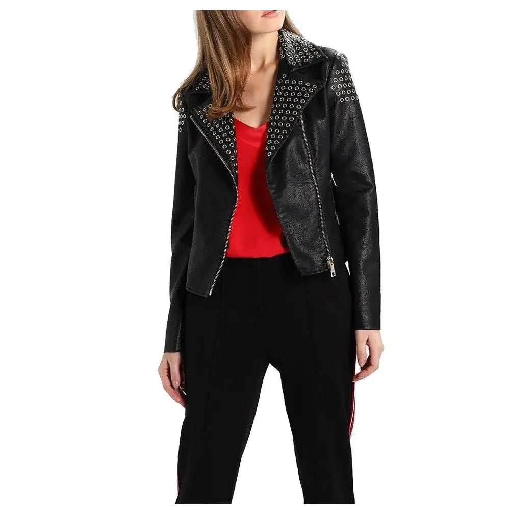 Womens Fashion Leather Biker Jacket - Riders Republic UK