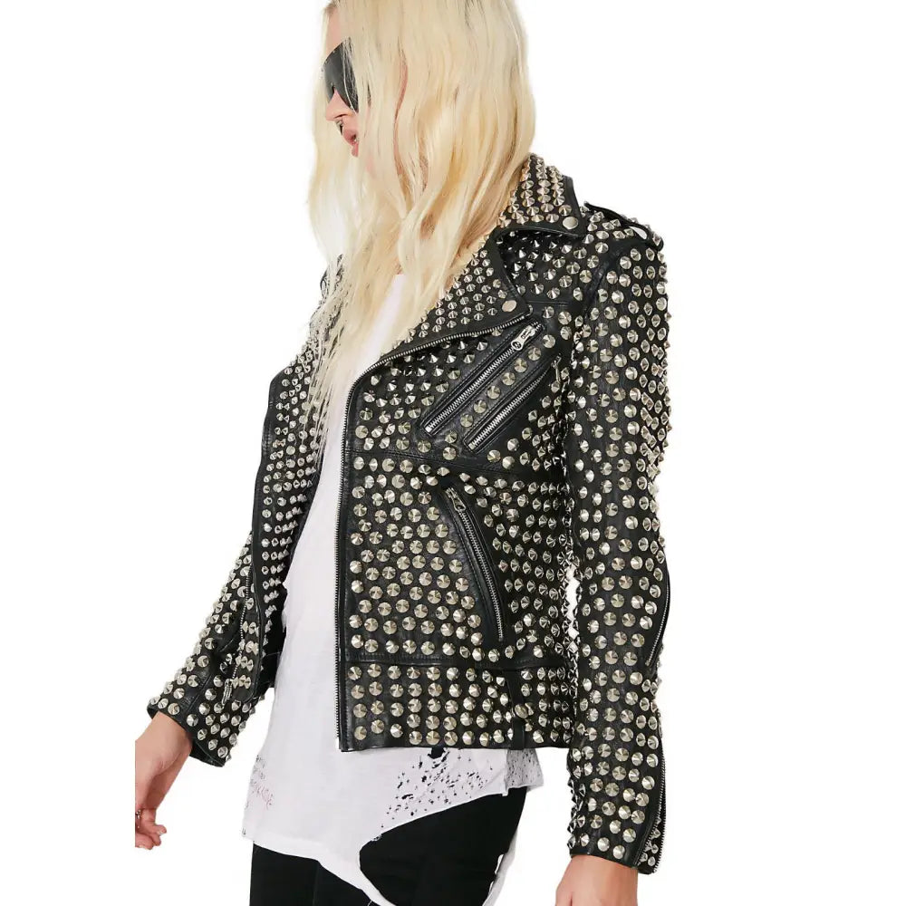 Womens Studded Leather Jacket - Riders Republic UK