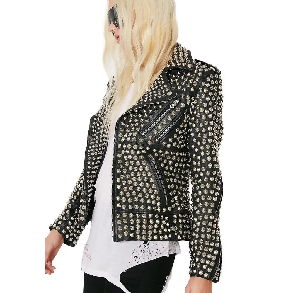 Womens Studded Leather Jacket - Riders Republic UK