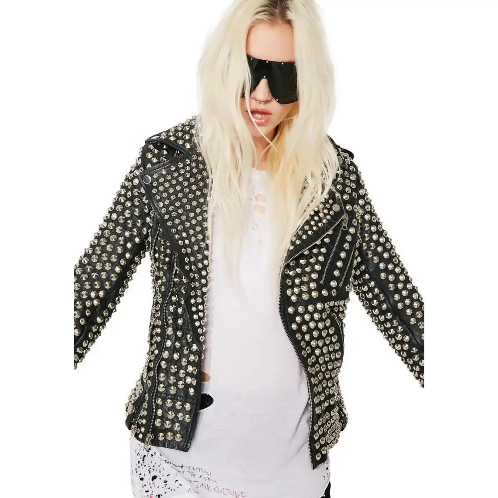 Womens Studded Leather Jacket - Riders Republic UK