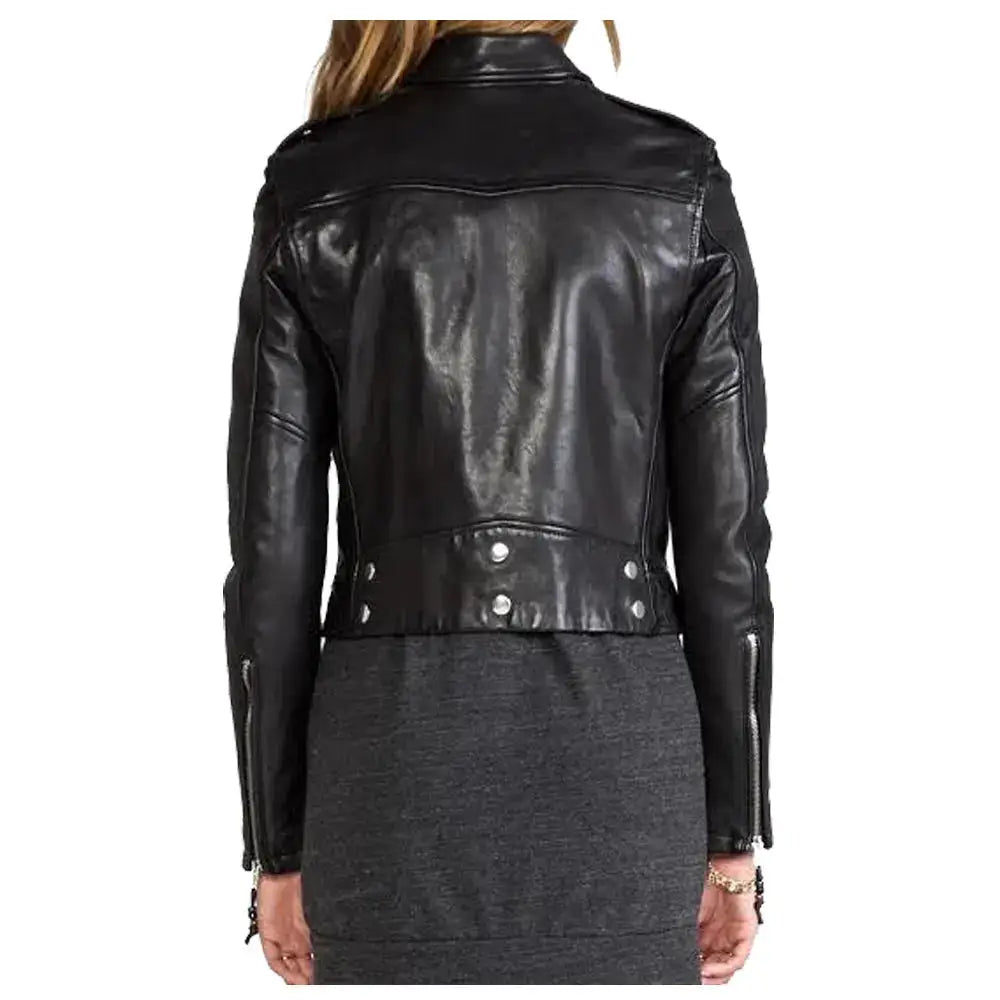 Womens Lambskin Leather Biker Jacket - Riders Republic UK