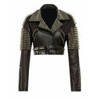Silver Studded Leather Jacket Women - Riders Republic UK