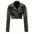 Silver Studded Leather Jacket Women - Riders Republic UK