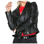 Womens Slim Fit Leather Biker Jacket - Riders Republic UK