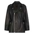 Womens Black Leather Long Jacket - Riders Republic UK