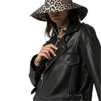 Womens Black Leather Long Jacket - Riders Republic UK