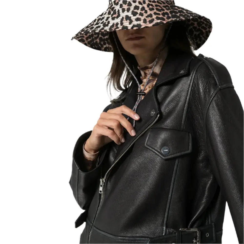 Womens Black Leather Long Jacket - Riders Republic UK