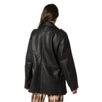 Womens Black Leather Long Jacket - Riders Republic UK