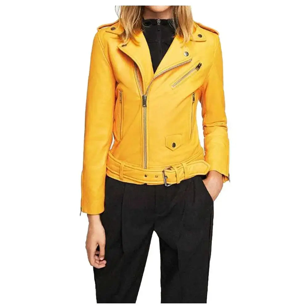 Womens Slim Fit Leather Biker Jacket - Riders Republic UK