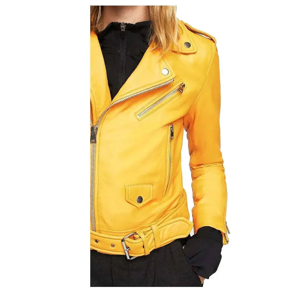 Womens Slim Fit Leather Biker Jacket - Riders Republic UK