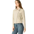 Beige Suede Leather Biker Jacket Women - Riders Republic UK