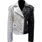 Womens Black and Silver Studded Biker Jacket - Riders Republic UK