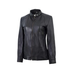 Womens Black Leather Biker Jacket - Riders Republic UK