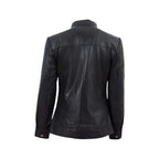 Womens Black Leather Biker Jacket - Riders Republic UK