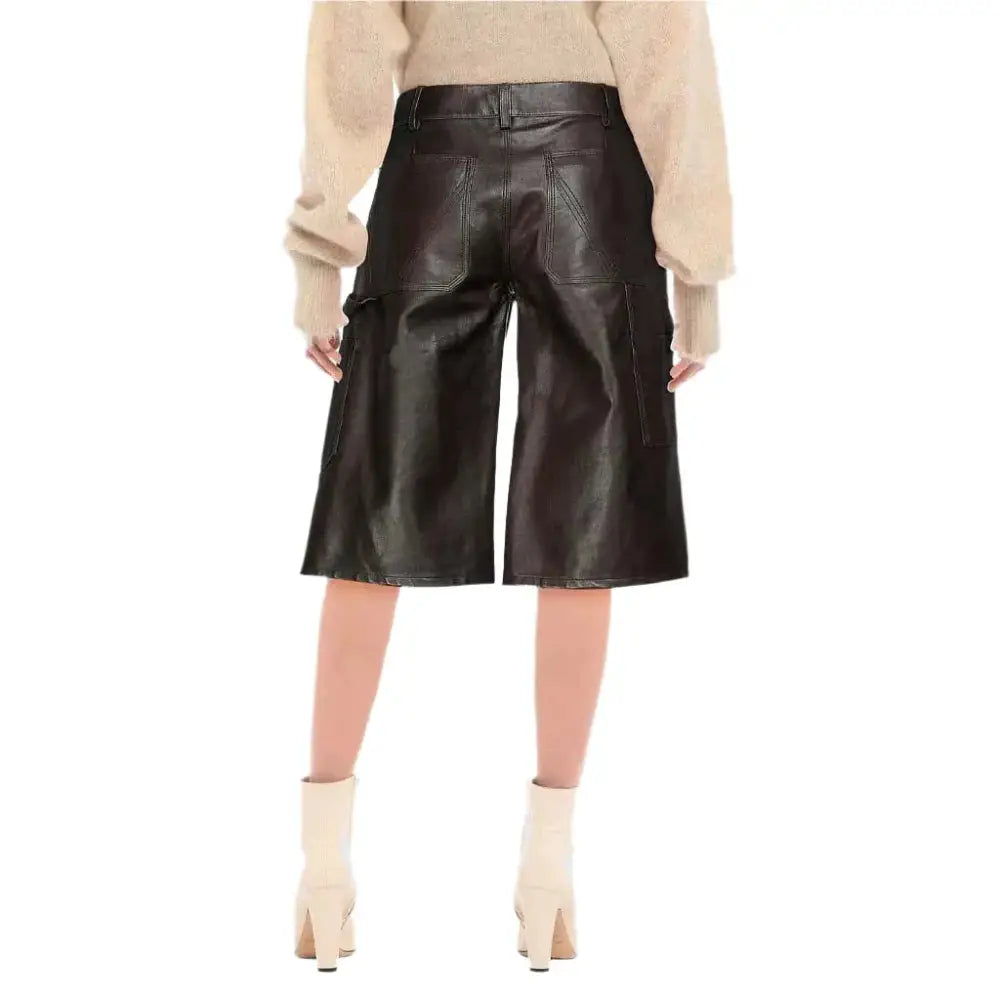 Black Cropped Leather Pants for Women - Riders Republic UK