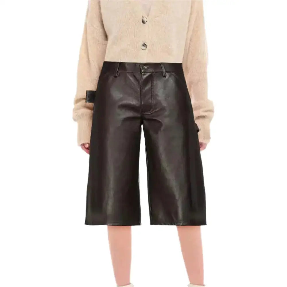 Black Cropped Leather Pants for Women - Riders Republic UK