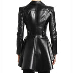 Womens Black Lambskin Leather Coat - Riders Republic UK