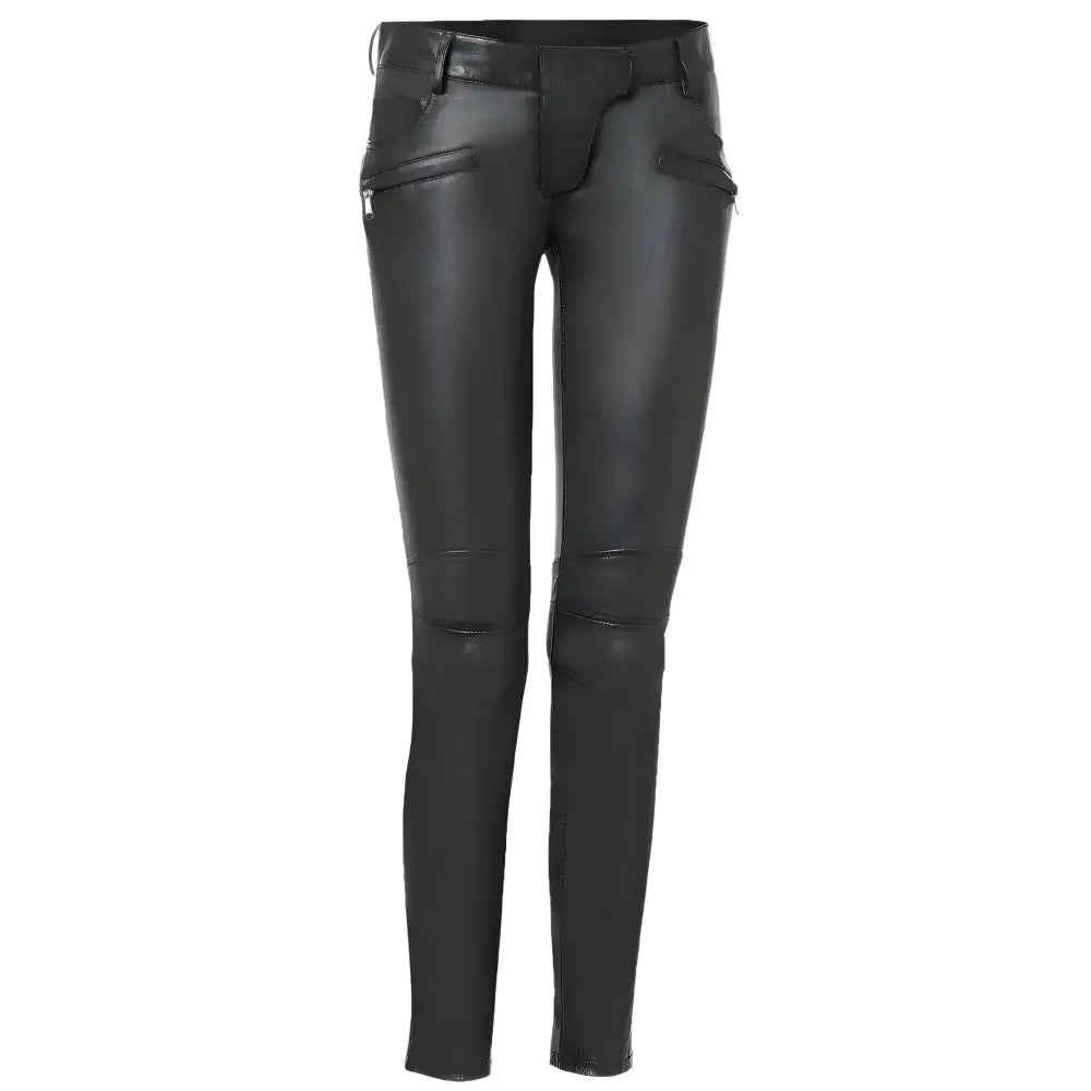 Womens Black Lambskin Leather Pants - Riders Republic UK