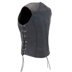 Womens Black Leather Biker Vest - Riders Republic UK