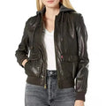 Leather Bomber Jacket with Hood - Riders Republic UK