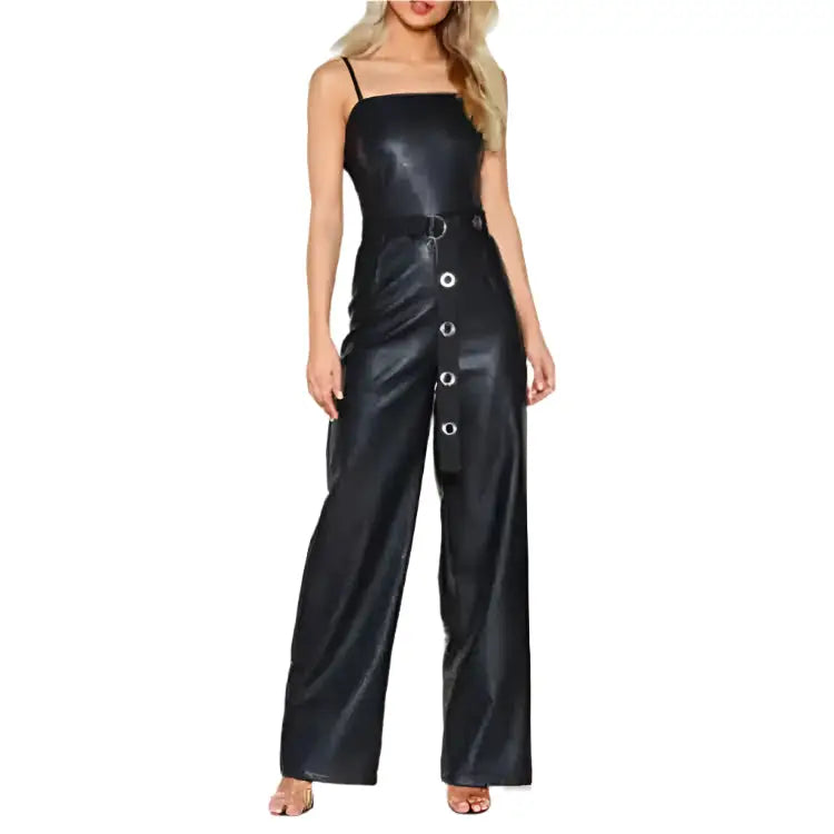 Black Leather Jumpsuit Womens Full Length - Riders Republic UK