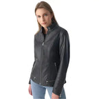 Black Leather Jacket with Zipper Hem - Riders Republic UK