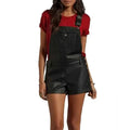Black Leather Overalls Romper Women - Riders Republic UK