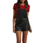 Black Leather Overalls Romper Women - Riders Republic UK
