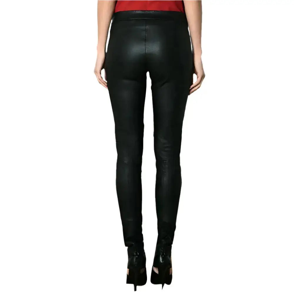 Womens Black Leather Skinny Pants - Riders Republic UK