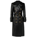 Womens Black Leather Trench Coat - Riders Republic UK